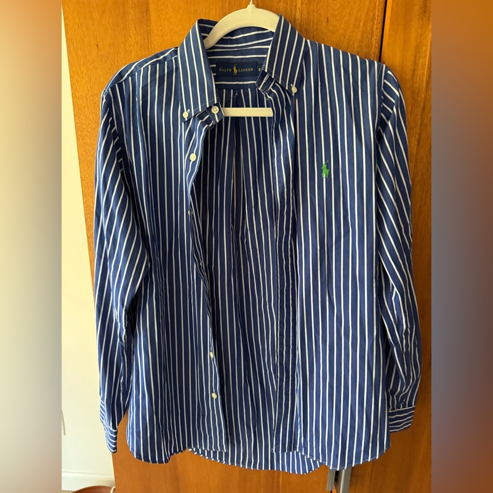Men’s Ralph Lauren Blue and White Casual Button Down Shirt - 100% Cotton - SZ S - Picture 2 of 5